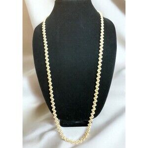 Vintage Gold Tone Textured Loops Necklace Small Faux Pearl Clusters Opera 34" L